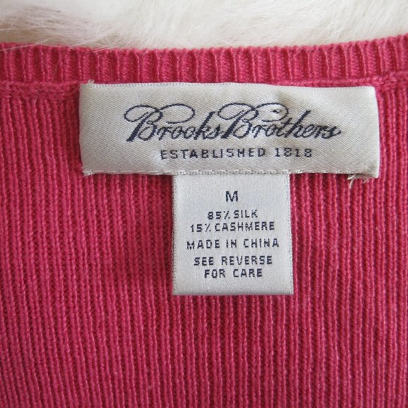 Brooks Brothers Women's Pink Cashmere Silk Ribbed Sweater M Barbiecore Raspberry - Picture 3 of 4
